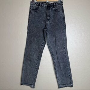 Zara High-Waisted Black Denim Raw Hem Jeans